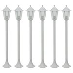 vidaXL Lampe de jardin à piquet 6 Pièces E27 110 cm Aluminium Blanc