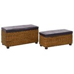 Ensemble de banc banquette 2 pièces jacinthe d'eau 85 x 40 x 45 cm marron 02_0010731