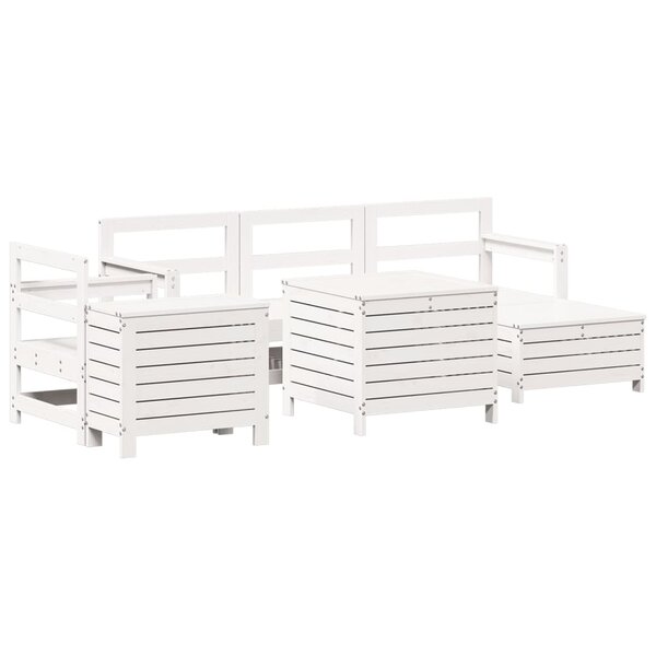 vidaXL Salon de jardin 7 Pièces blanc bois de pin massif