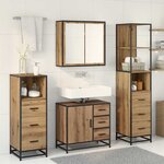 vidaXL Ensemble de mobilier de salle de bain 4 Pièces Chêne artisanal