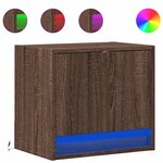 vidaXL Table de chevet murale avec lumières LED chêne marron