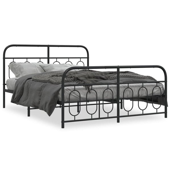 vidaXL Cadre de lit métal sans matelas avec pied de lit noir 140x190cm