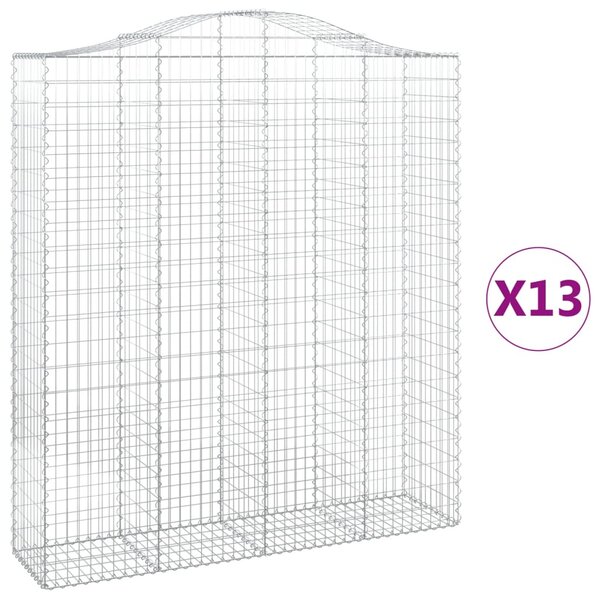 vidaXL Paniers à gabions arqués 13 Pièces 200x50x220/240 cm Fer galvanisé