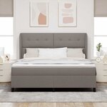 vidaXL Lit à ressorts avec matelas Taupe 180 x 200 cm tissu