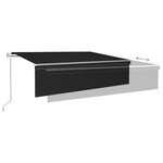 vidaXL Auvent automatique store capteur de vent/LED 6x3 m Anthracite