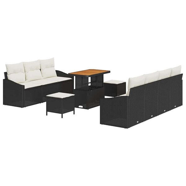 vidaXL Ensemble de canapé de jardin 10 Pièces Noir  Crème 90 x 55 x 71 cm