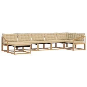 vidaXL Ensemble de canapés d'extérieur 7 Pièces Blanc et Beige
