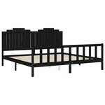 vidaXL Cadre de lit avec tête de lit noir 200x200 cm bois massif