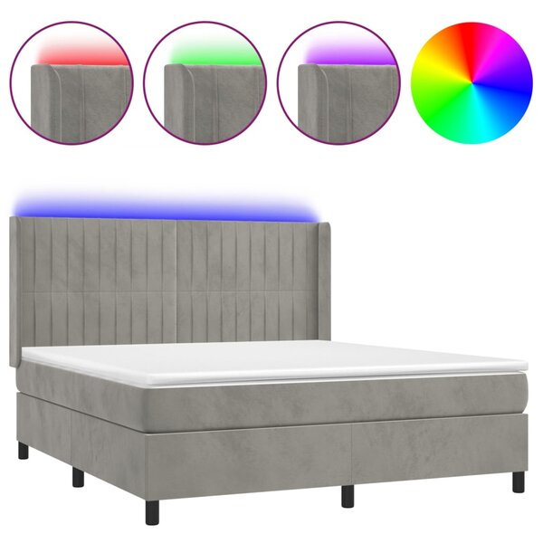 vidaXL Sommier à lattes de lit matelas et LED Gris clair 160x200 cm