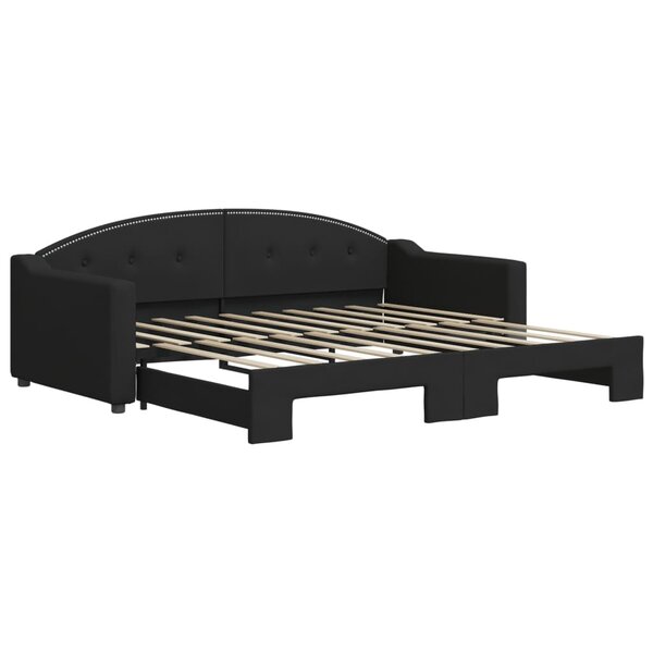 vidaXL Lit de jour avec lit gigogne noir 90x190 cm tissu