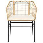 vidaXL Ensemble à manger jardin coussins 3Pièces marron poly rotin verre