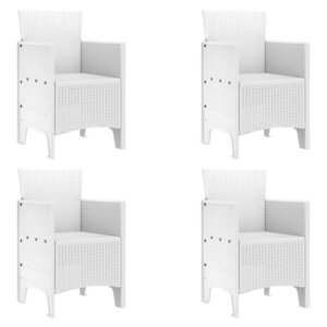 vidaXL Chaise de jardin 4 pc Blanc Polypropylène