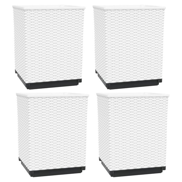 vidaXL Jardinières 4 Pièces blanc 30x30x37 cm polypropylène