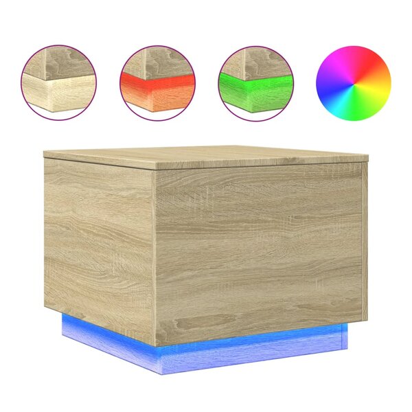 vidaXL Table basse avec lumières LED chêne sonoma 50x50x40 cm