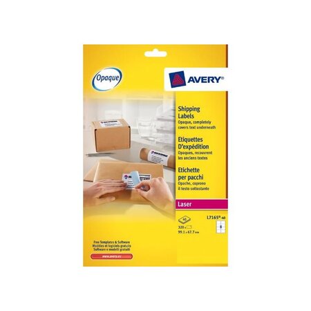 Bte 320 etiquettes d'expédition laser opaque 99,1 x 67,7 mm blanc avery zweckform