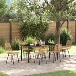 vidaXL Ensemble de salle à manger pour jardin 7 Pièces Marron Poly rotin