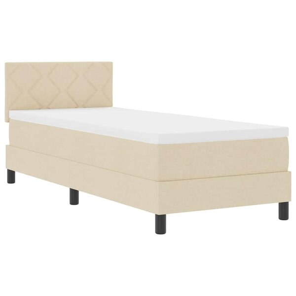 vidaXL Lit à ressorts avec matelas avec LED Crème 80 x 200 cm tissu