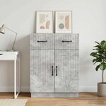 vidaXL Buffet Gris béton 66 x 34 5 x 87 cm Bois d'ingénierie