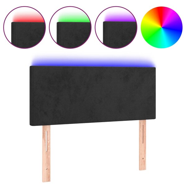vidaXL Tête de lit à LED Noir 100x5x78/88 cm Velours
