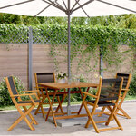 vidaXL Ensemble à manger de jardin 5Pièces noir polypropylène bois massif