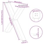 vidaXL Pieds de table à manger en forme de X  3 pièces  blanc  90 x (72-73) cm  acier