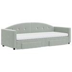 vidaXL Lit de jour avec gigogne et tiroirs gris clair 80x200cm velours