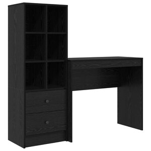 vidaXL Bureau avec tiroir avec étagère avec stockage 2 Pièces Chêne noir