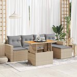vidaXL Salon de jardin avec coussins 6 Pièces beige résine tressée