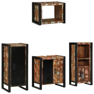 vidaXL Ensemble de mobilier de salle de bain avec étagère avec stockage avec porte 4 Pièces