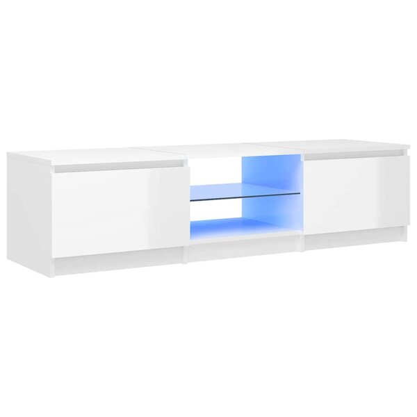 vidaXL Meuble TV avec lumières LED blanc brillant 140x40x36 cm