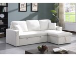 Canapé d'angle convertible/reversible avec coffre "Alain" - 3 places - Bouclettes -  Blanc