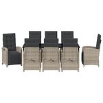 Ensemble salle à manger jardin 9 pièces avec coussins gris clair en rotin poly