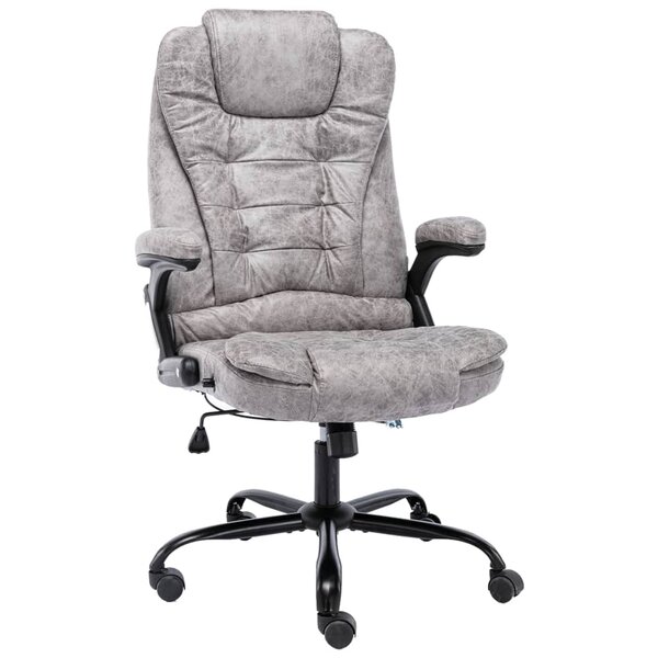 vidaXL Chaise de bureau gris clair similicuir daim