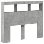 vidaXL Armoire tête de lit avec LED gris béton 120x17x102 cm