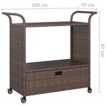 vidaXL Chariot de bar avec tiroir Marron 100x45x97 cm Résine tressée