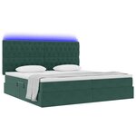 vidaXL Lit de rangement LED avec matelas Vert foncé 200 x 200 cm