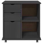 vidaXL Cabinet roulant Gris 63 5 x 39 x 65 5 cm Bois de Pin Massif