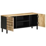 vidaXL Meuble TV noir 105x33 5x46 cm bois massif manguier brut
