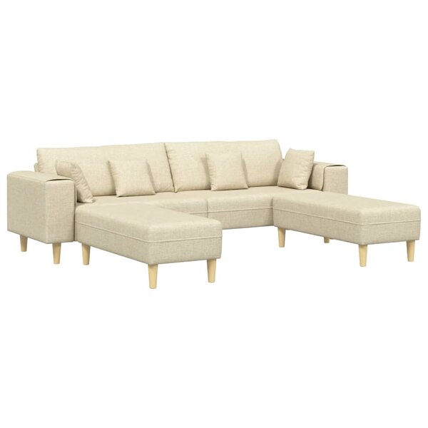 Sofa en tissu avec coussin 3 Pièces Crème 208 cm tissu