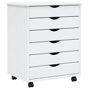 vidaXL Armoire roulante avec tiroirs MOSS blanc bois de pin solide
