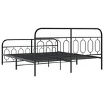 vidaXL Cadre de lit métal avec tête de lit/pied de lit noir 183x213 cm