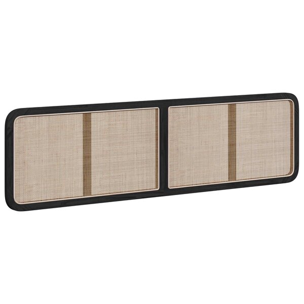 vidaXL Tête de lit avec tête de lit Noir 200 x 55 x 3 cm Rotin