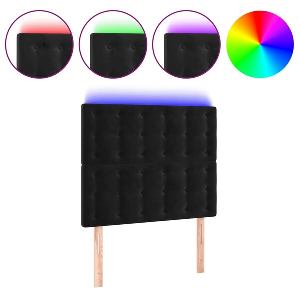 vidaXL Tête de lit à LED Noir 100x5x118/128 cm Velours