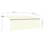 vidaXL Auvent automatique et store capteur de vent et LED 4x3 m Crème