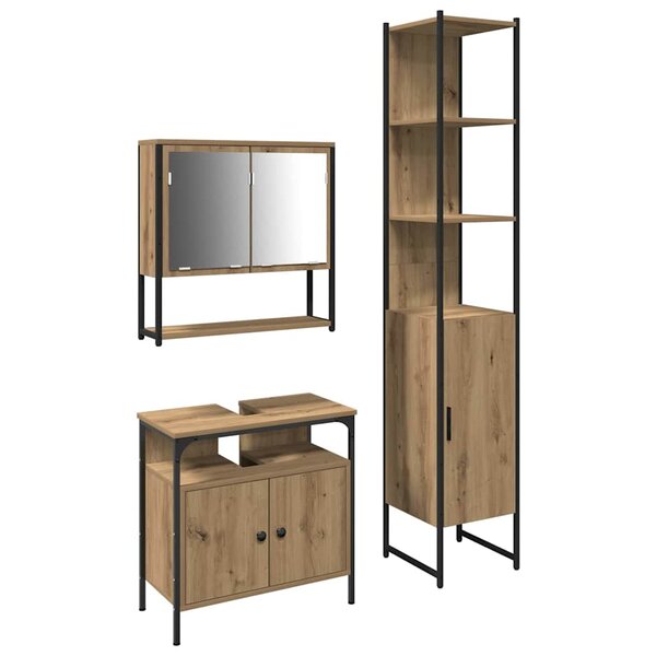vidaXL Ensemble de mobilier de salle de bain 3 Pièces chêne artisanal