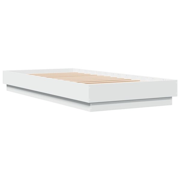 vidaXL Cadre de lit blanc 100x200 cm bois d'ingénierie