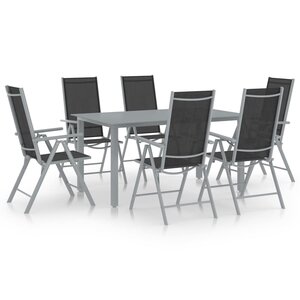 vidaXL Ensemble à manger de jardin 7 Pièces aluminium argenté et noir