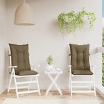 vidaXL Coussins de chaise à dossier haut lot de 2 taupe mélangé tissu