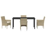 vidaXL Ensemble de salle à manger de jardin 5 pièces en poly rotin beige