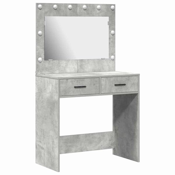 vidaXL Table de Toilette avec tiroir Gris béton 78 5 x 41 x 135 cm